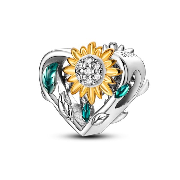 Sunflower-Heart Charm