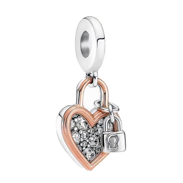 Rose Gold Heart & Lock Charm