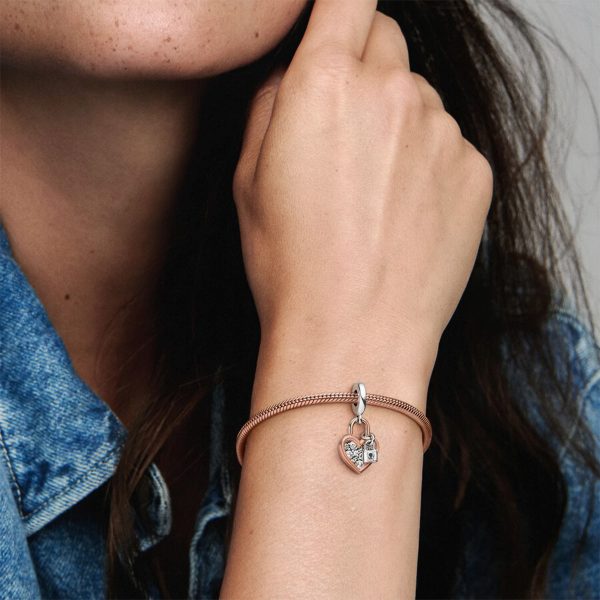 Rose Gold Heart & Lock Charm - Image 4