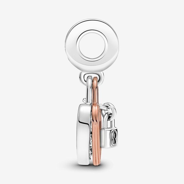 Rose Gold Heart & Lock Charm - Image 2