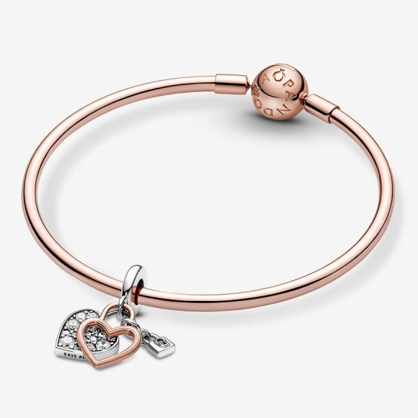 Rose Gold Heart & Lock Charm - Image 3