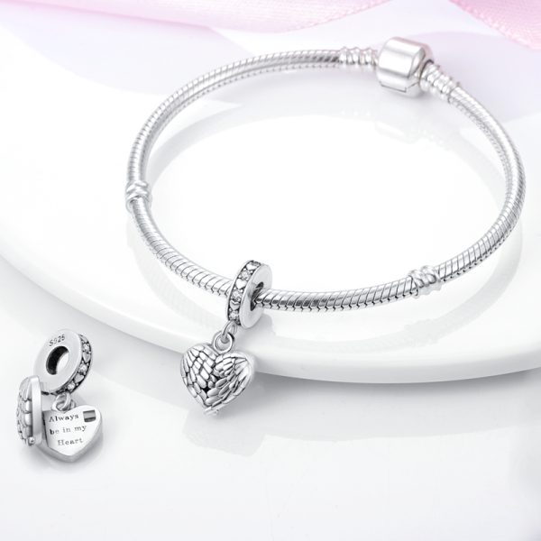 Angel Wings Heart Charm - Image 3