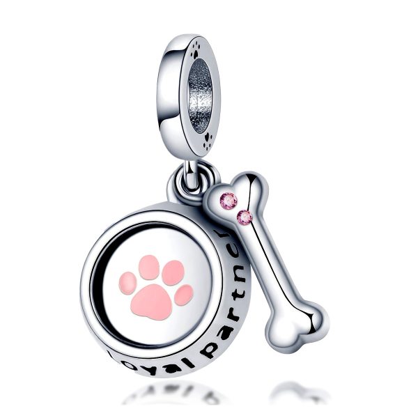 Pink Pet Paw Dish & Bone