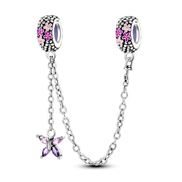 Pink Floral & Butterfly Safety Chain