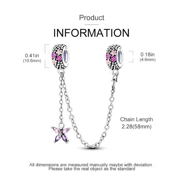 Pink Floral & Butterfly Safety Chain - Image 2